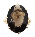 10K YELLOW GOLD SMOKY QUARTZ COCKTAIL RING