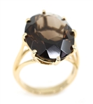 10K YELLOW GOLD SMOKY QUARTZ COCKTAIL RING