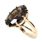 10K YELLOW GOLD SMOKY QUARTZ COCKTAIL RING