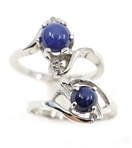 10K WHITE GOLD LINDE BLUE STAR SAPPHIRE FASHION RINGS