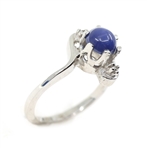10K WHITE GOLD LINDE BLUE STAR SAPPHIRE FASHION RINGS