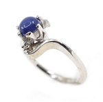 10K WHITE GOLD LINDE BLUE STAR SAPPHIRE FASHION RINGS