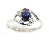 10K WHITE GOLD LINDE BLUE STAR SAPPHIRE FASHION RINGS