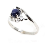 10K WHITE GOLD LINDE BLUE STAR SAPPHIRE FASHION RINGS