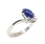 10K WHITE GOLD LINDE BLUE STAR SAPPHIRE FASHION RINGS