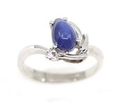 10K WHITE GOLD LINDE BLUE STAR SAPPHIRE FASHION RINGS
