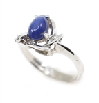 10K WHITE GOLD LINDE BLUE STAR SAPPHIRE FASHION RINGS