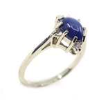 10K WHITE GOLD LINDE BLUE STAR SAPPHIRE FASHION RINGS