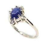 10K WHITE GOLD LINDE BLUE STAR SAPPHIRE FASHION RINGS
