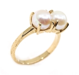 10K YELLOW GOLD WHITE PEARL FASHION RING 