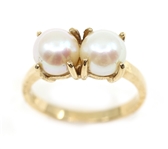 10K YELLOW GOLD WHITE PEARL FASHION RING 