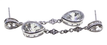 14K WHITE GOLD LIGHT BLUE TOPAZ DROP EARRINGS