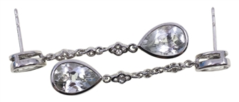 14K WHITE GOLD LIGHT BLUE TOPAZ DROP EARRINGS