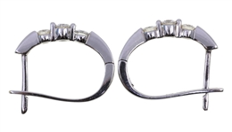 14K WHITE GOLD 0.54 CTW DIAMOND HUGGIE HOOP EARRINGS