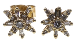 14K YELLOW GOLD 0.25 CTW DIAMOND STARBURST EARRINGS