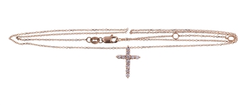 14K ROSE GOLD 0.25 CTW DIAMOND CROSS PENDANT WITH CHAIN