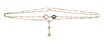 14K YELLOW GOLD 0.28 CT DIAMOND PENDANT W/ BOX CHAIN 