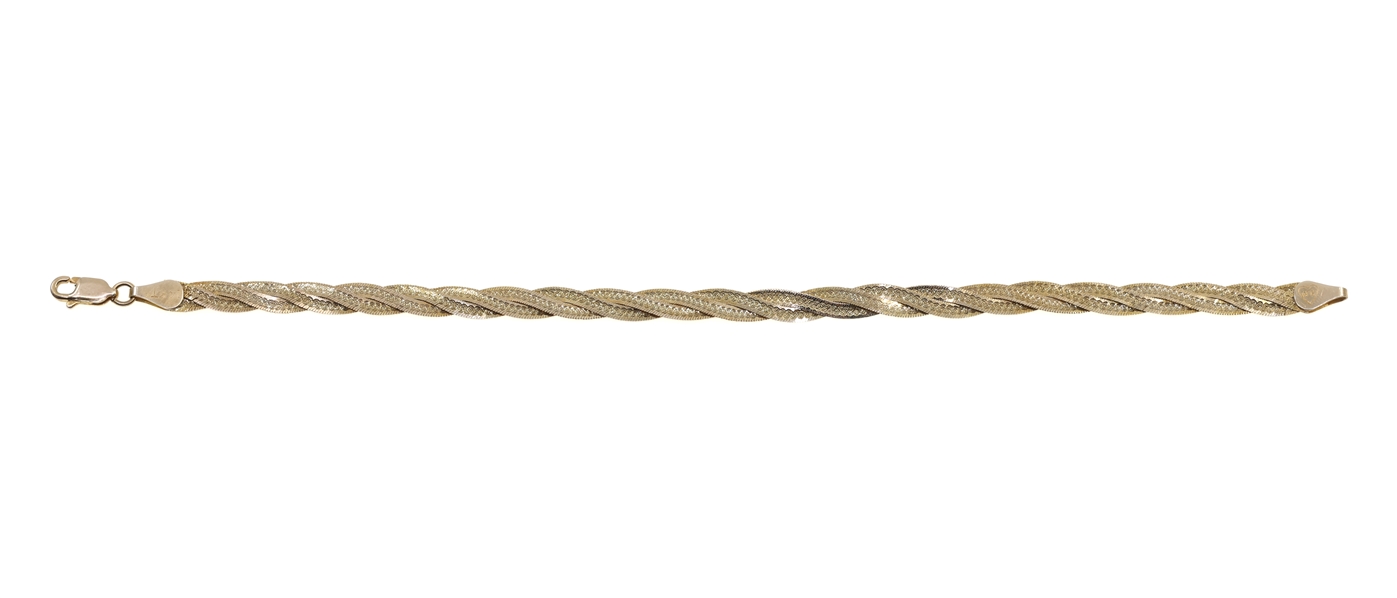 14K YELLOW GOLD HERRINGBONE TWIST BRACELET