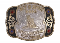 2010 SILVER-PLATED AFJRA CHAMPION AWARD BELT BUCKLES