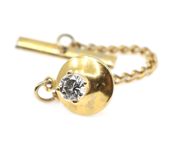 14K YELLOW GOLD 0.36 CT ROUND DIAMOND SOLITAIRE TIE PIN