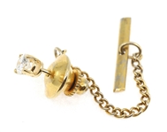 14K YELLOW GOLD 0.36 CT ROUND DIAMOND SOLITAIRE TIE PIN