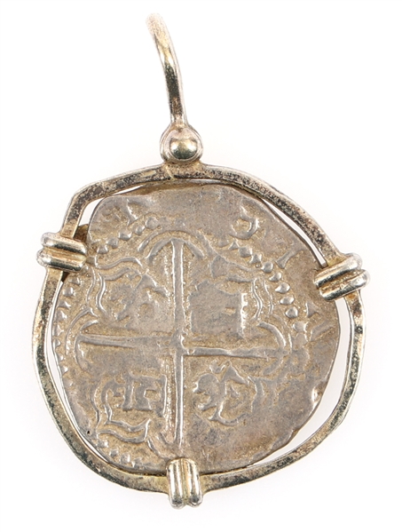 SPANISH SILVER ATOCHA SHIPWRECK COIN PENDANT