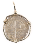 SPANISH SILVER ATOCHA SHIPWRECK COIN PENDANT