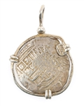 SPANISH SILVER ATOCHA SHIPWRECK COIN PENDANT