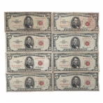 US $5 RED SEAL NOTES - LOT OF 8