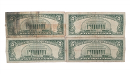 US $5 RED SEAL NOTES - LOT OF 8