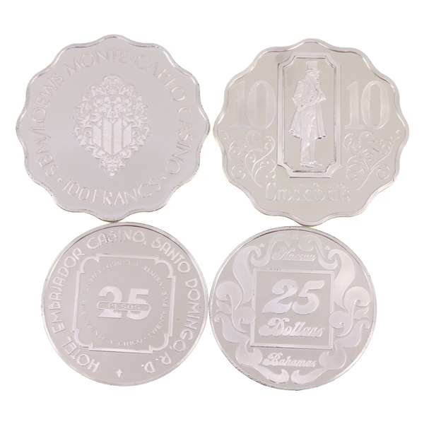 STERLING SILVER WORLD CASINO TOKENS BY FRANKLIN MINT